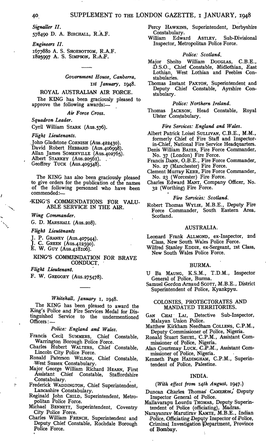 SUPPLEMENT to the LONDON GAZETTE, I JANUARY, 1948 Signaller II