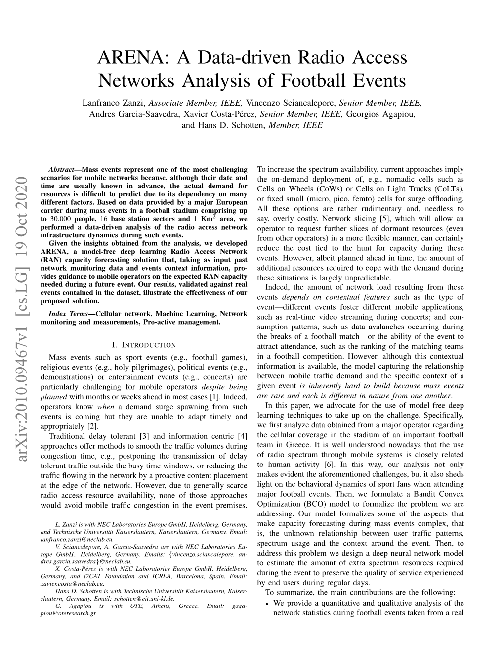 ARENA: a Data-Driven Radio Access Networks Analysis of Football Events