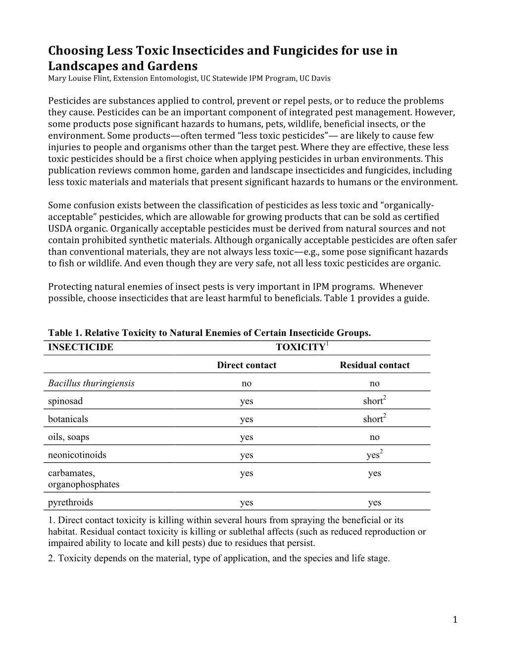 Choosing Less Toxic Pesticides