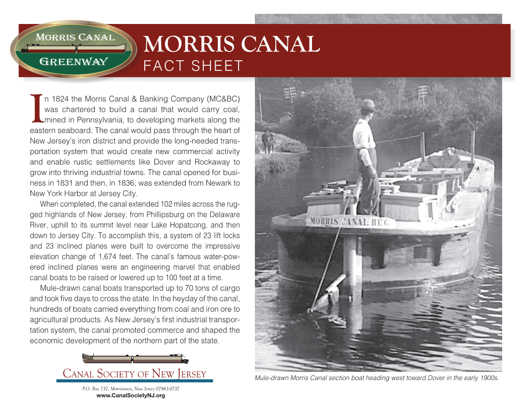 Morris Canal Fact Sheet