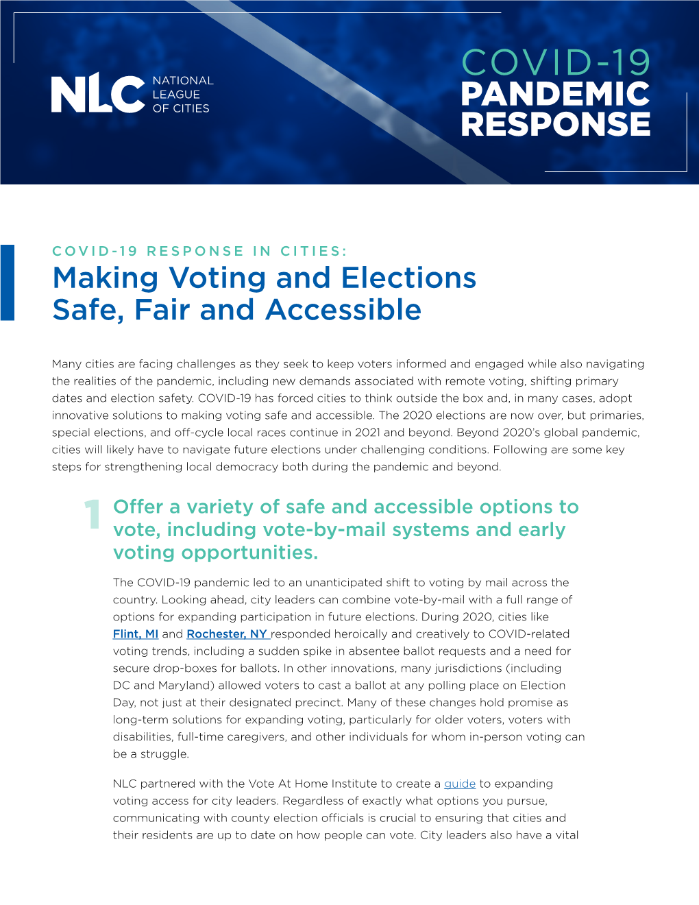 Making Voting and Elections Safe, Fair and Accessible