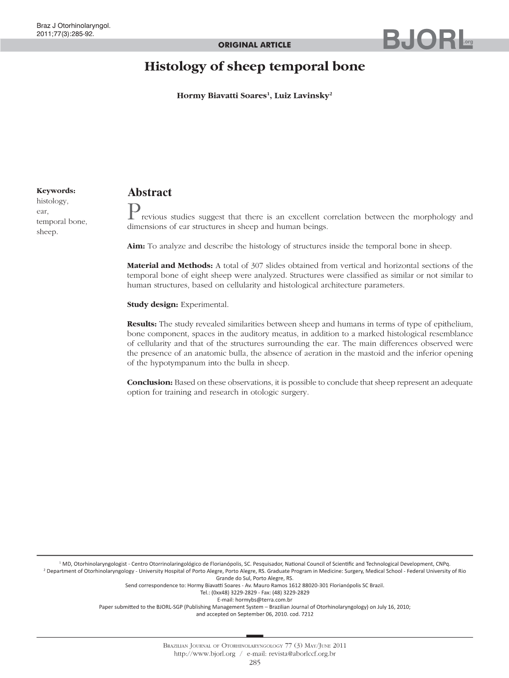 Histology of Sheep Temporal Bone