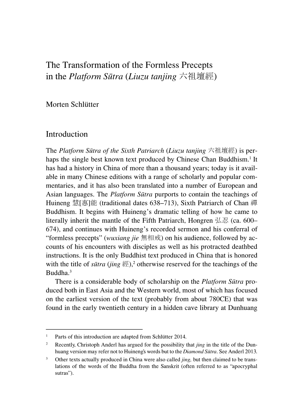 The Transformation of the Formless Precepts in the Platform Sūtra (Liuzu Tanjing 六祖壇經)