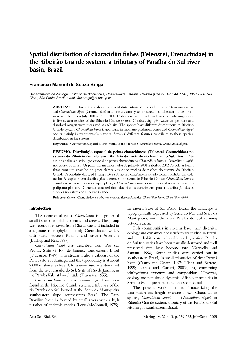 09 218 05 Braga Spatial Distribuition of Characidiin Fishes