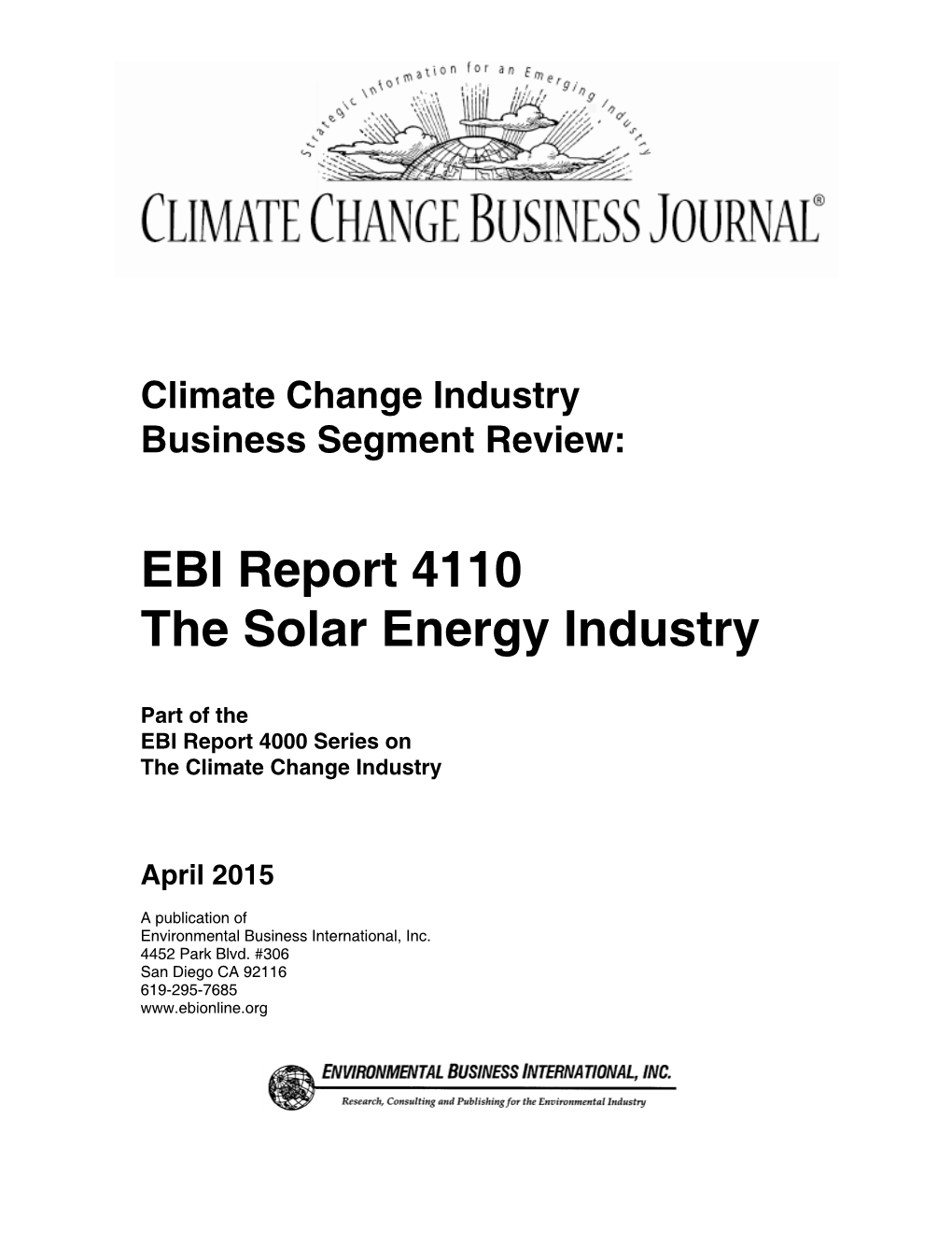 EBI Report 4110 the Solar Energy Industry