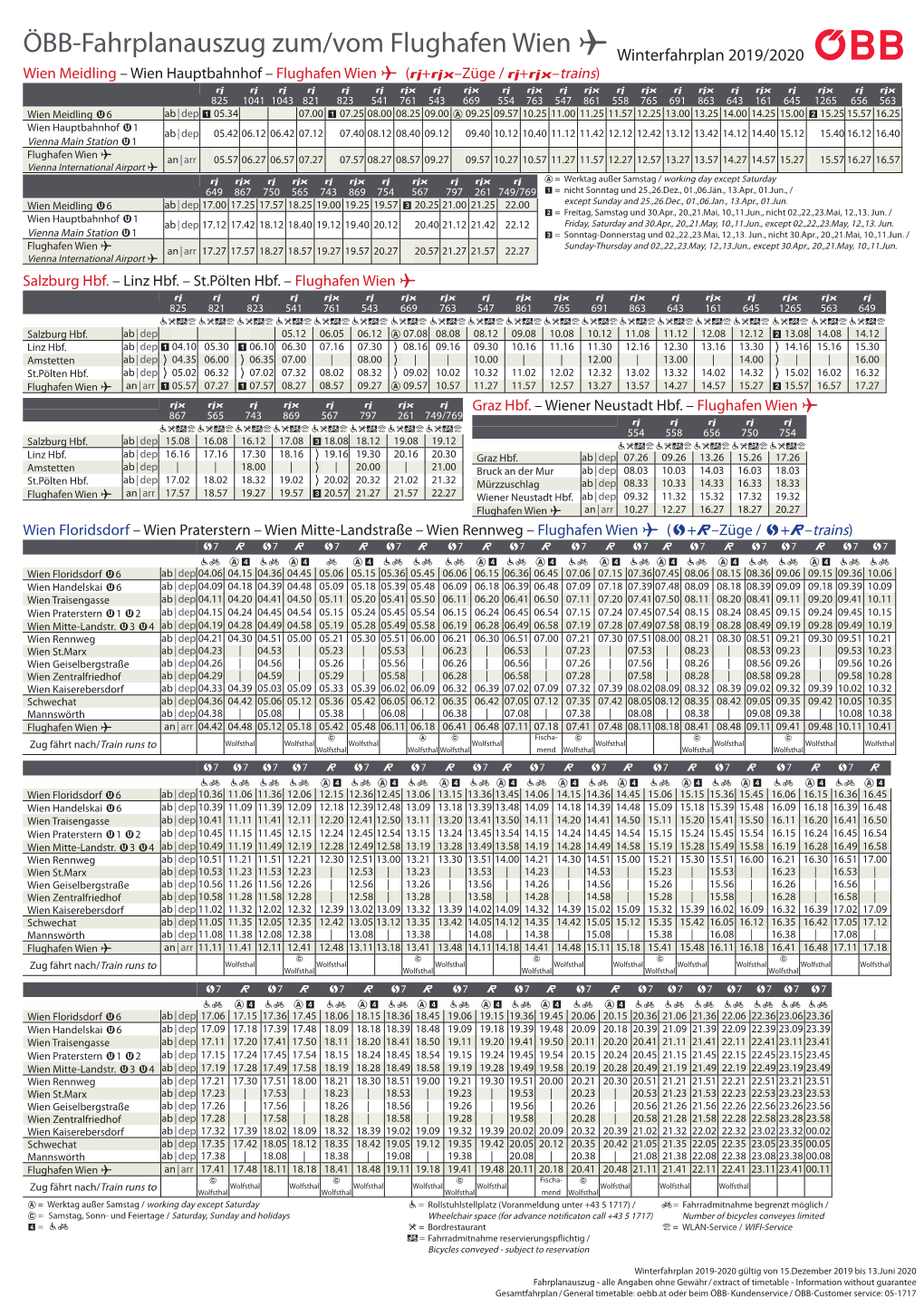 Fahrplan Flughafen Wien Winter 2019-2020.Indd