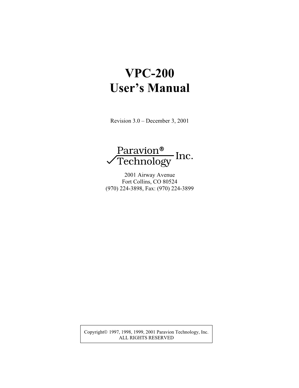 VPC-200 User's Manual