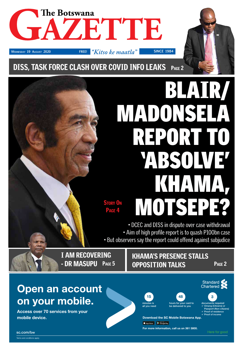 Botswana Gazette Wednesday 19 August 2020 Page 1