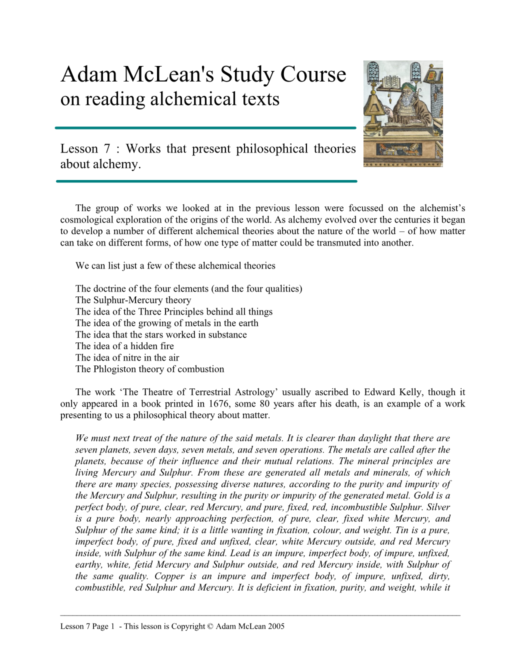 Adam Mclean's Study Course on Reading Alchemical Texts