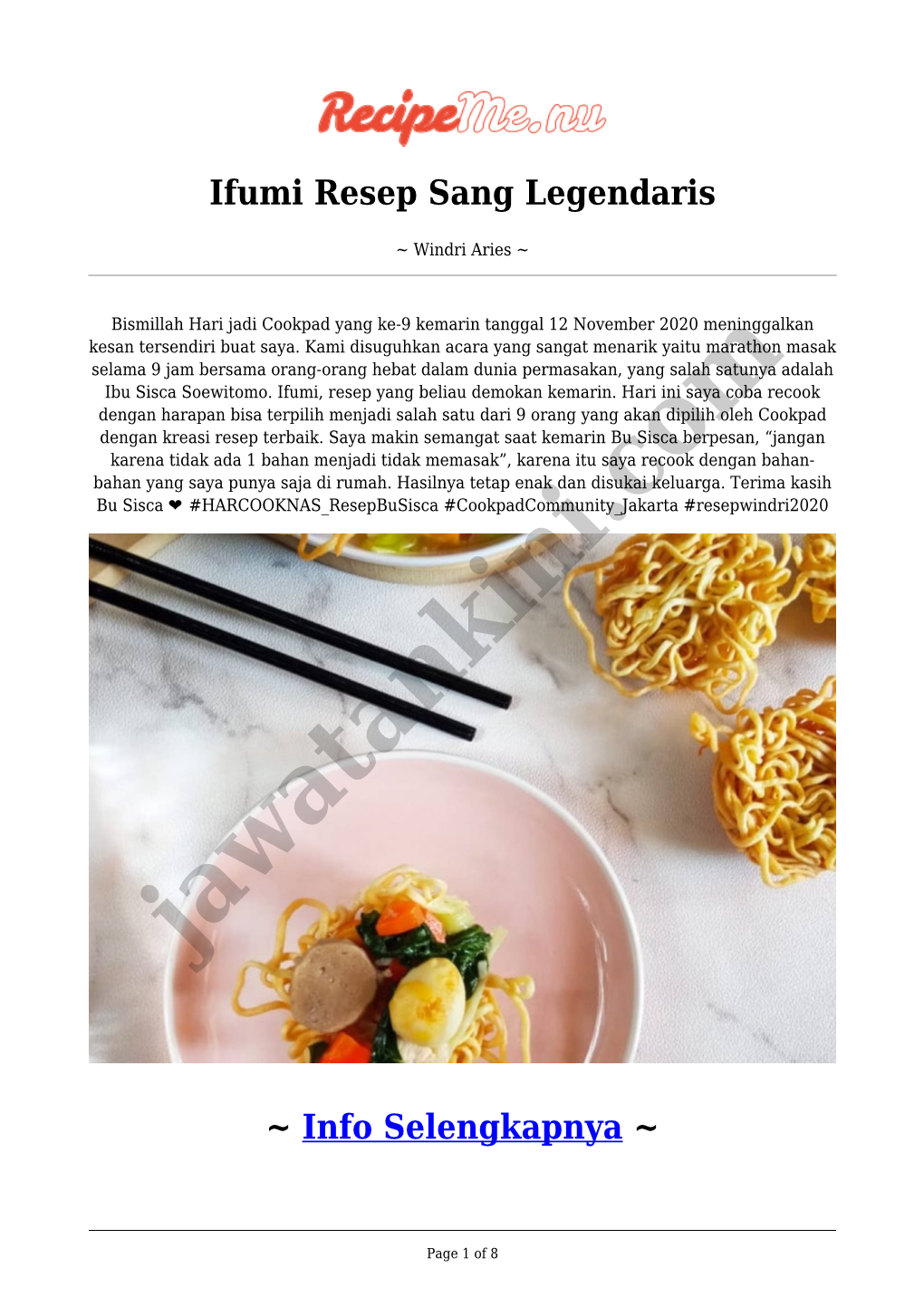 Ifumi Resep Sang Legendaris