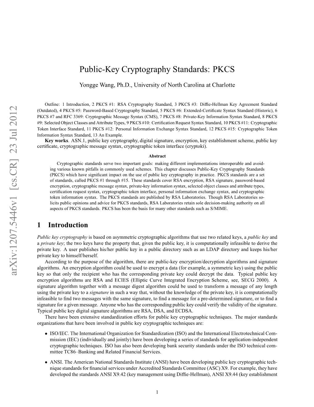 Public Key Cryptography Standards: PKCS