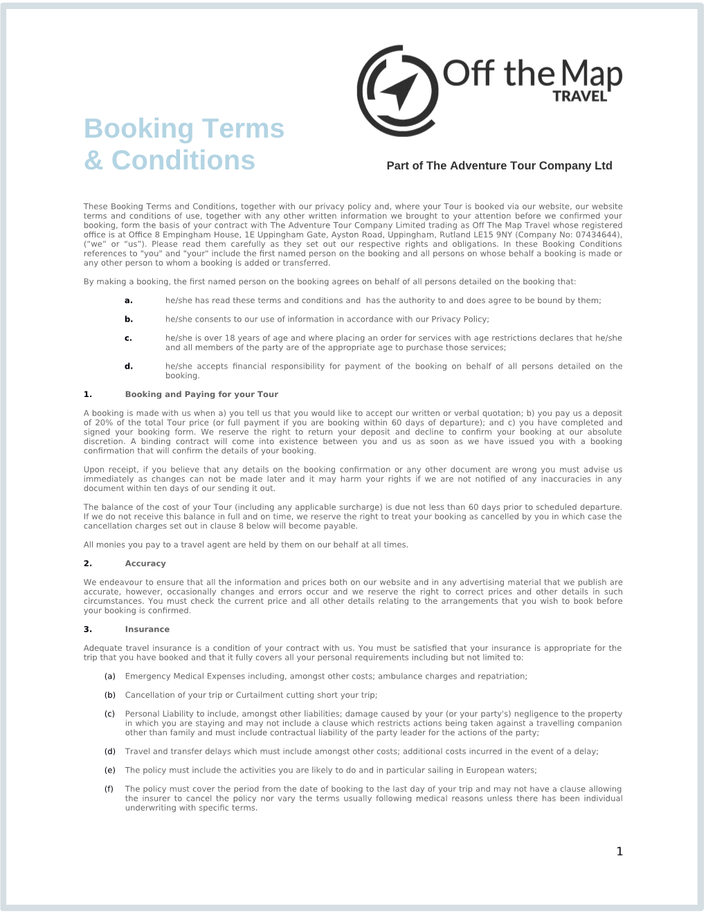 Booking Terms & Conditions