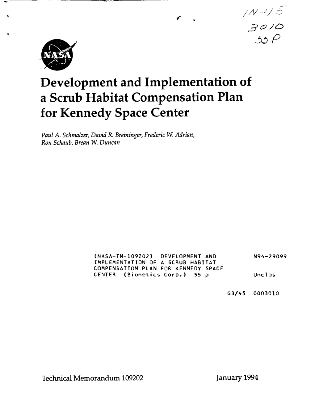 Development and Implementation of a Scrub Habitat Compensation Plan for Kennedy Space Center