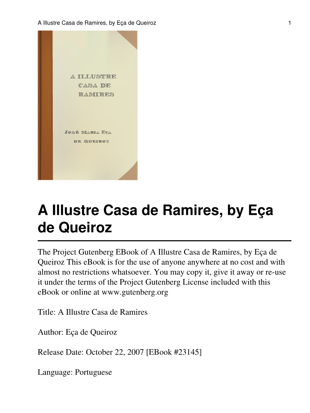 A Illustre Casa De Ramires, by Eça De Queiroz 1