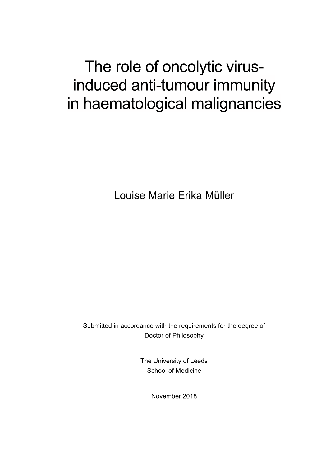 Induced Anti-Tumour Immunity in Haematological Malignancies