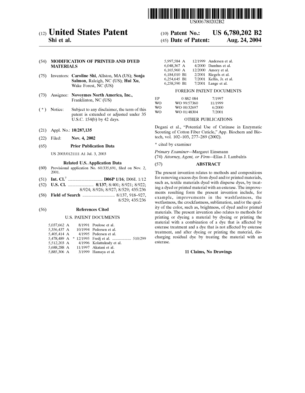 (12) United States Patent (10) Patent No.: US 6,780,202 B2 Shi Et Al