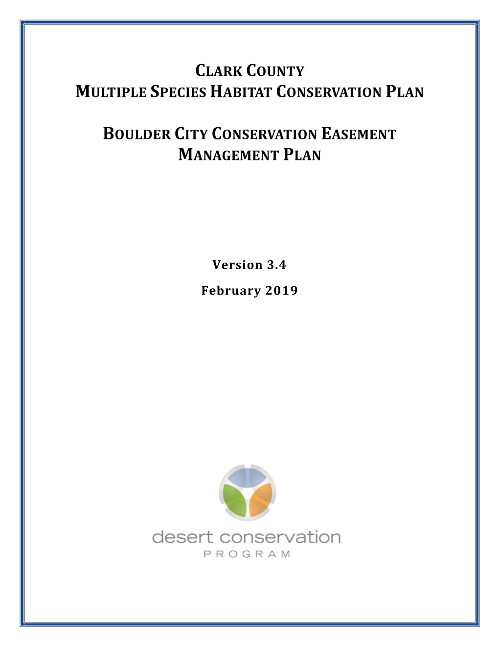 Clark County Multiple Species Habitat Conservation Plan