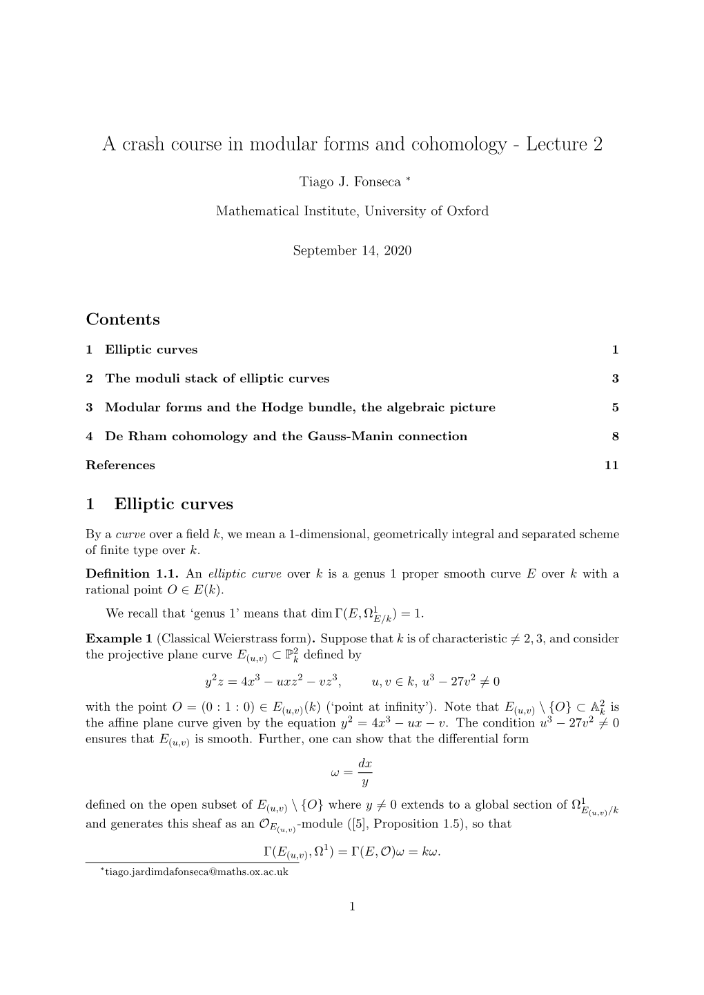 Moduli Stack of Elliptic Curves, Algebraicity of Modular Forms, And