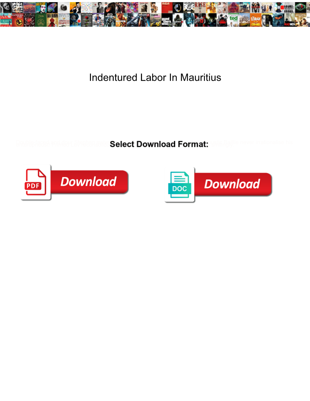 Indentured Labor in Mauritius