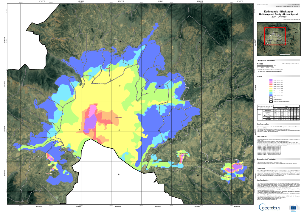 Kathmandu - Bhaktapur Multitemporal Study - Urban Sprawl 2014 - Overview Production Date: 23/07/2014