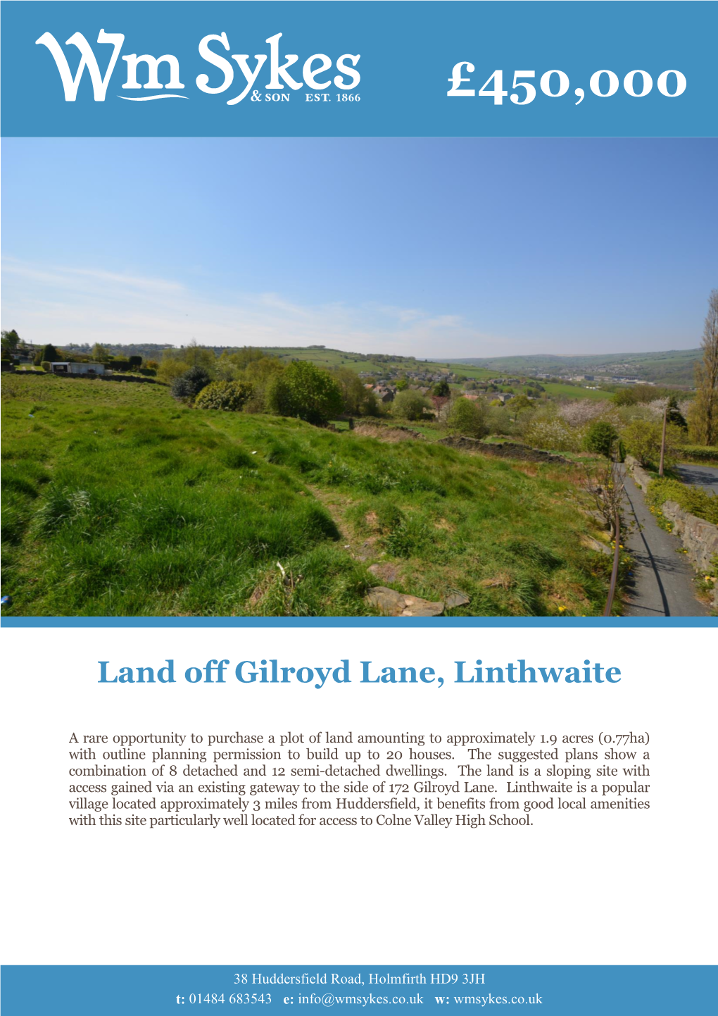 450000 Land Off Gilroyd Lane, Linthwaite