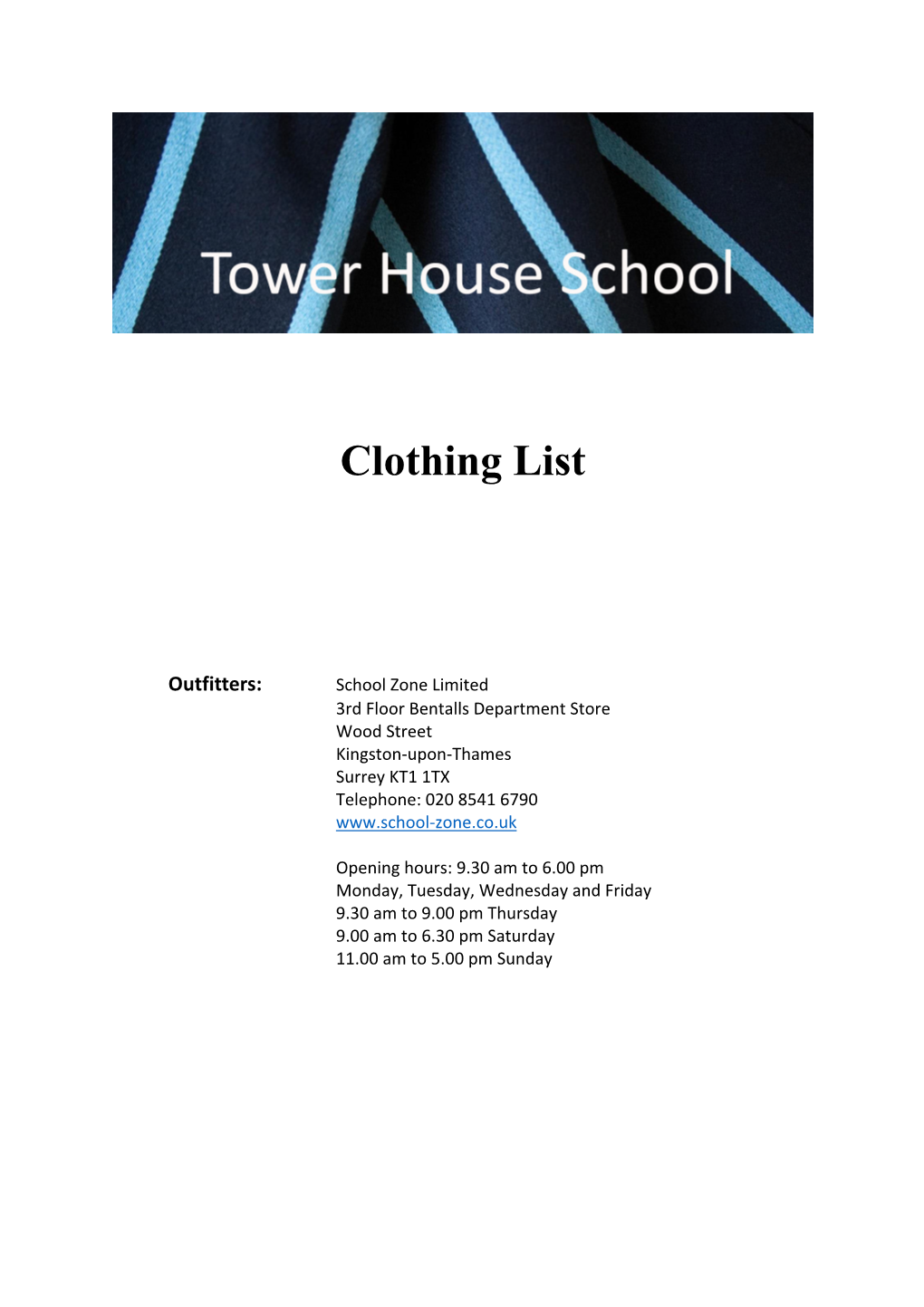 Clothing List