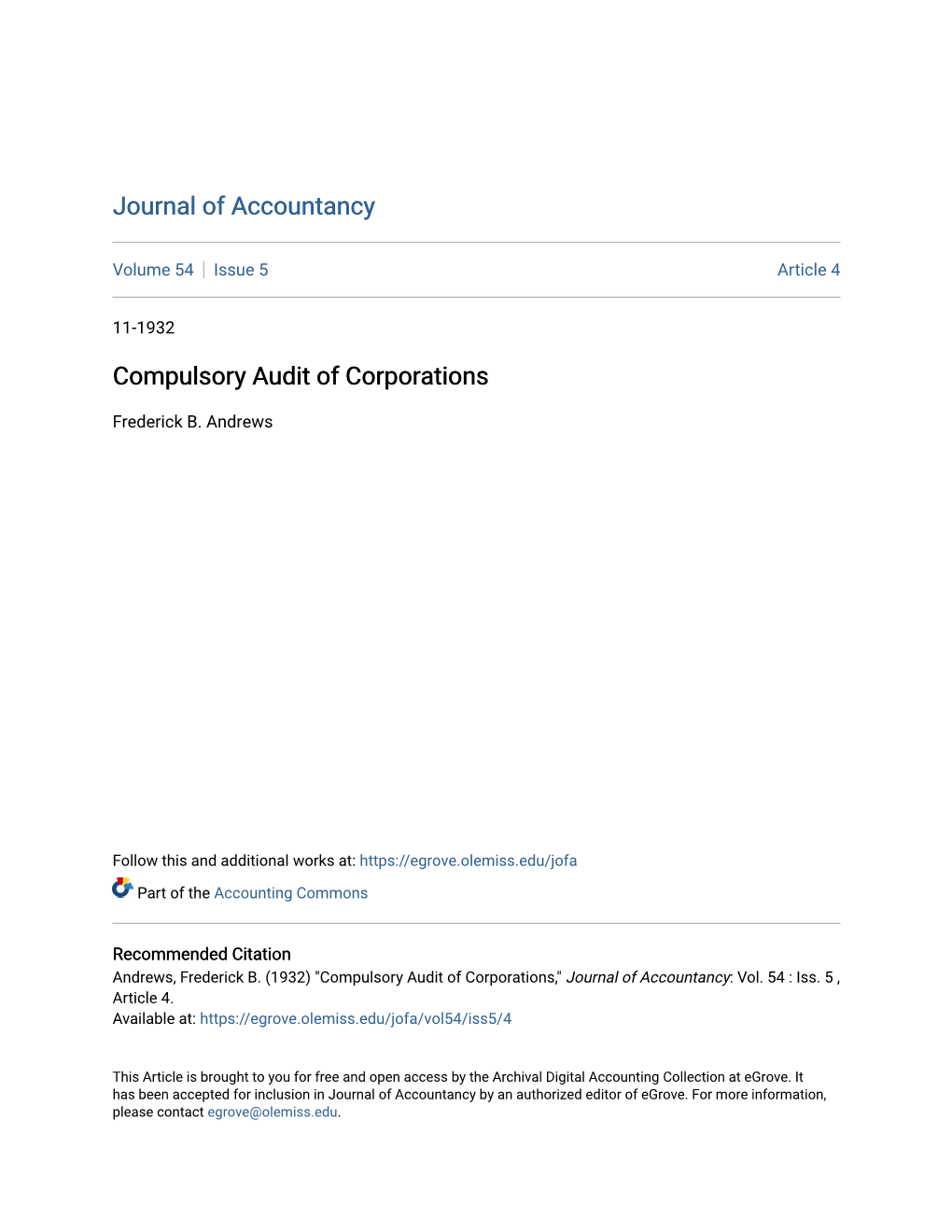 Compulsory Audit of Corporations