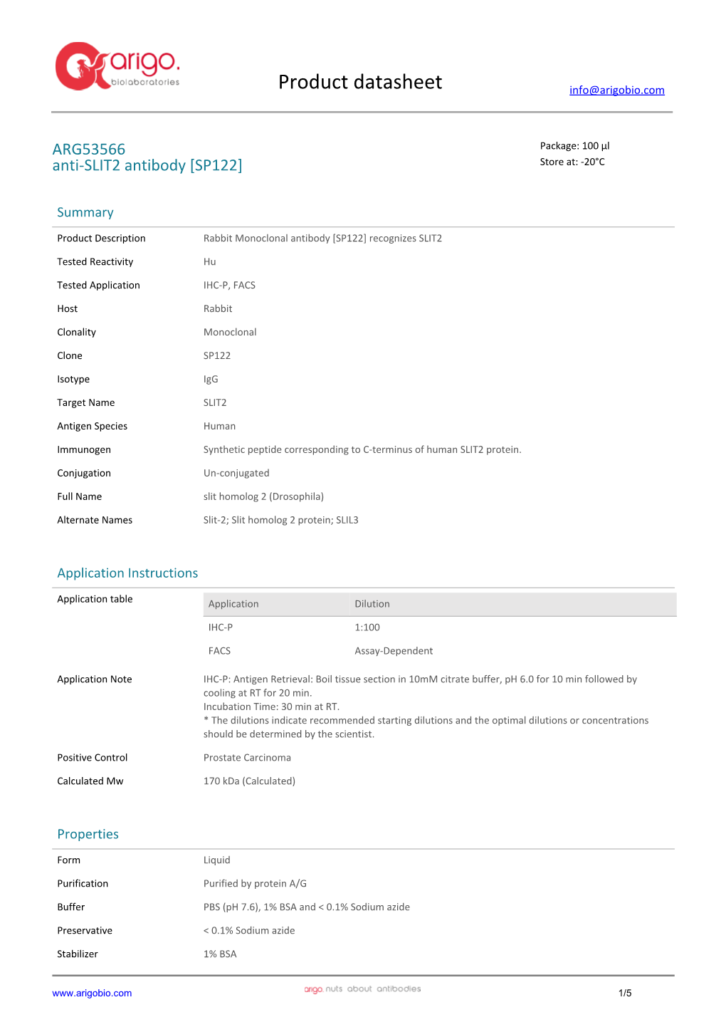 Anti-SLIT2 Antibody [SP122] (ARG53566)