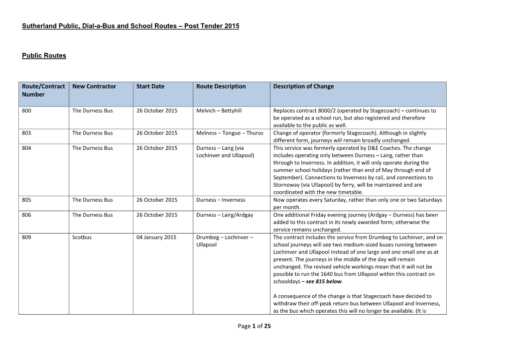 Of 25 Sutherland Public, Dial-A-Bus and School Routes