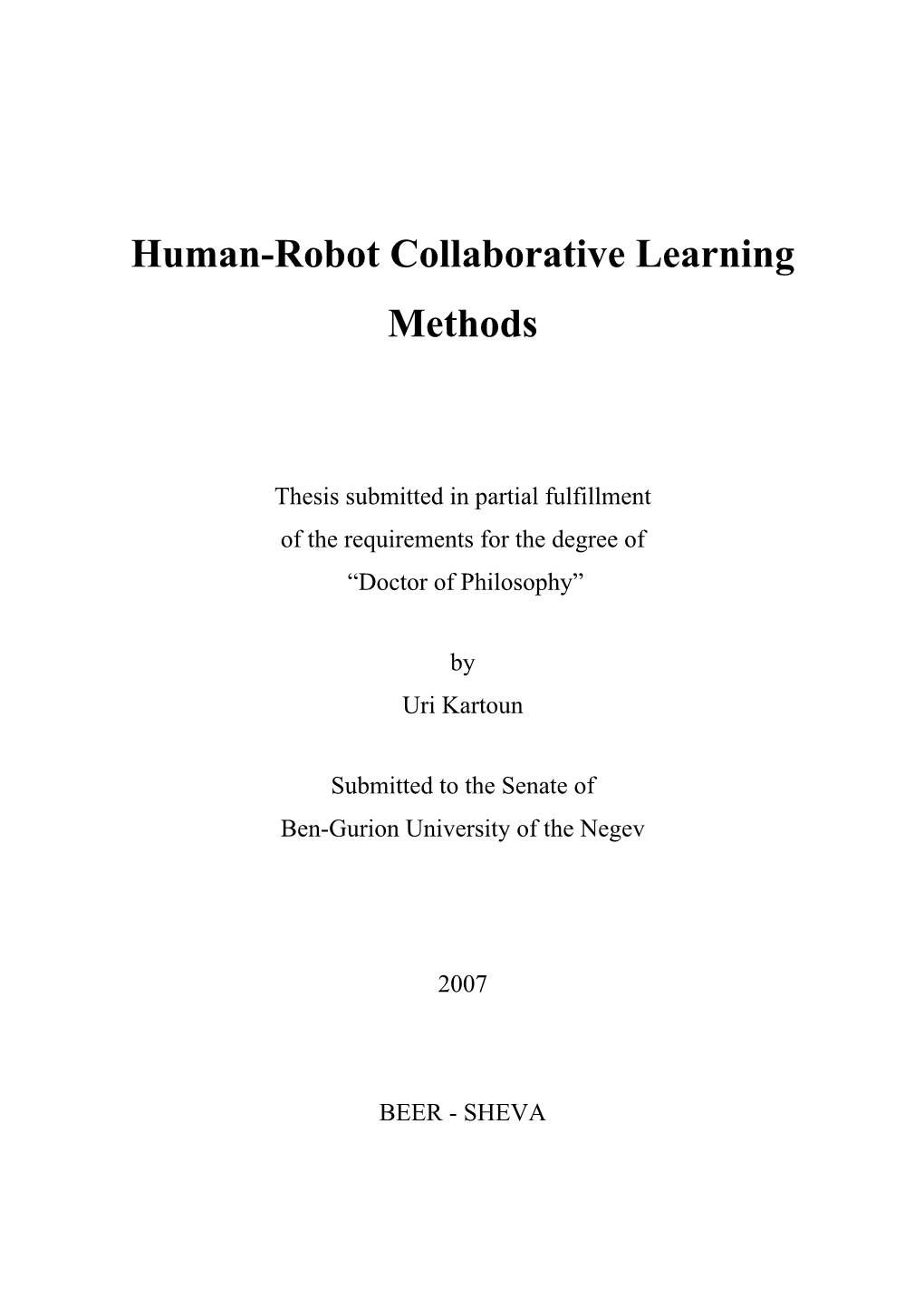 Human-Robot Collaborative Learning Methods