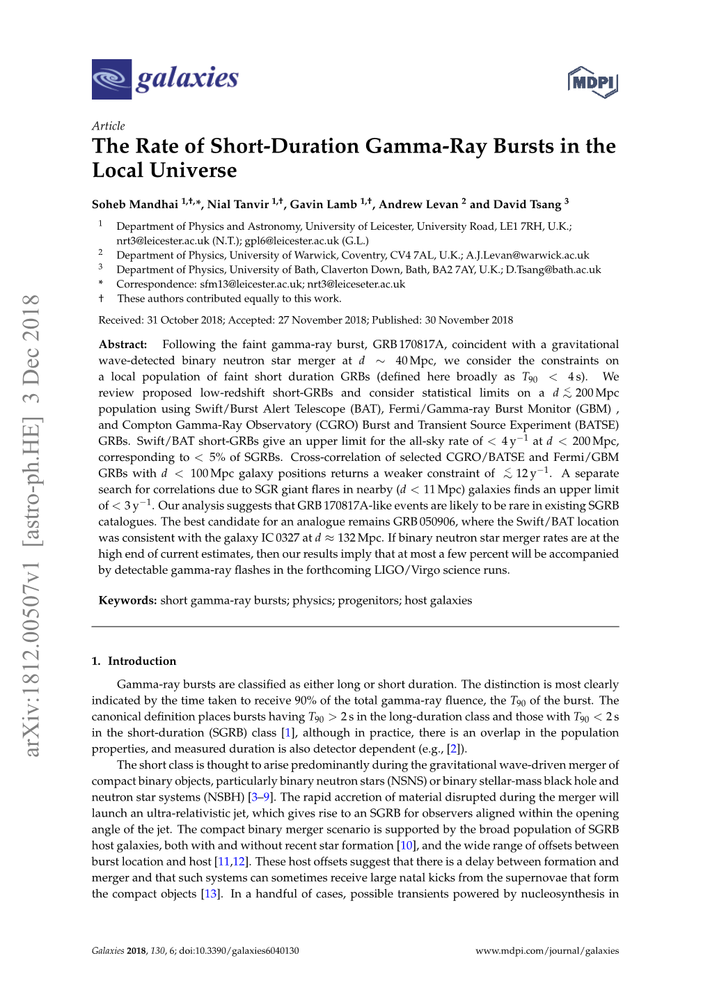 The Rate of Short-Duration Gamma-Ray Bursts in the Local Universe