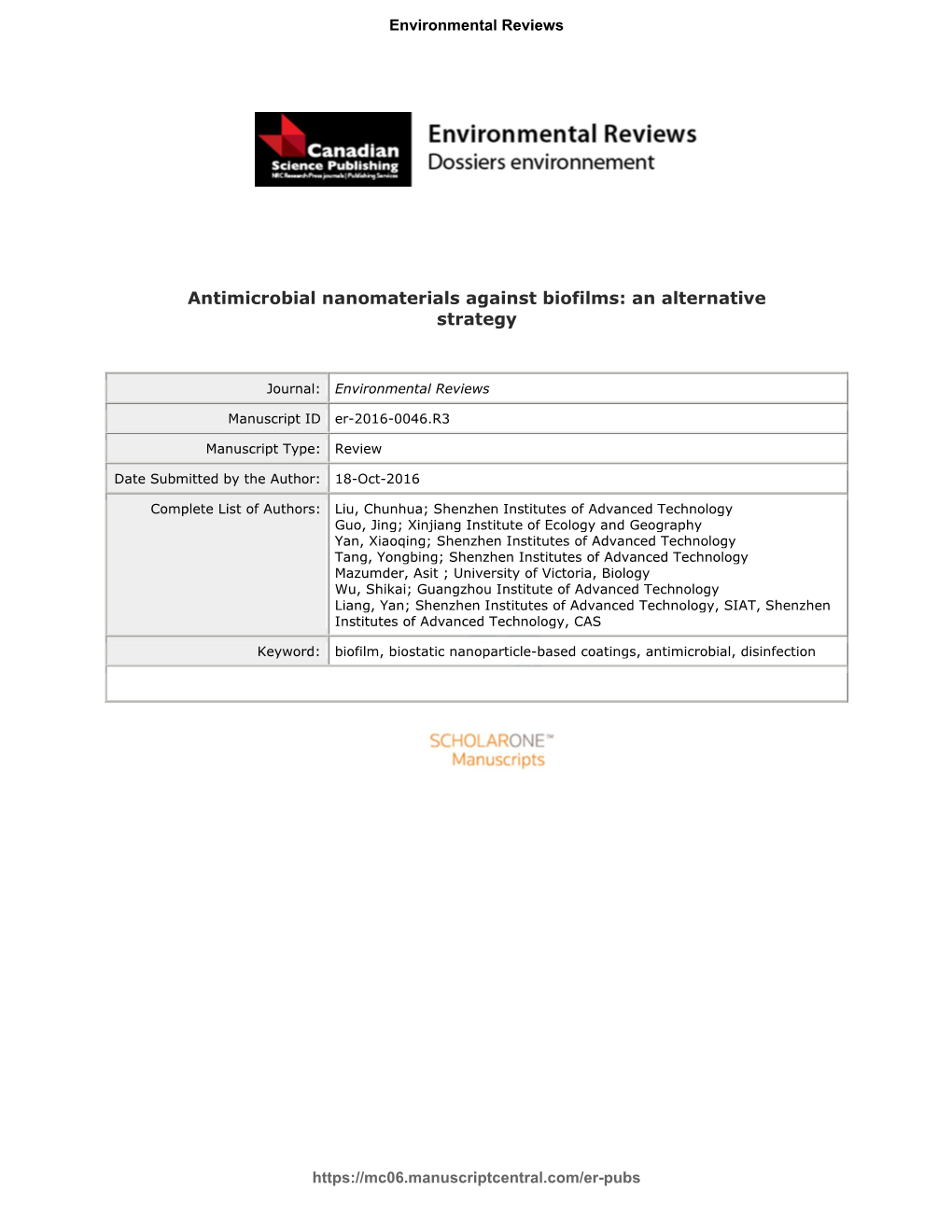 Antimicrobial Nanomaterials Against Biofilms: an Alternative Strategy