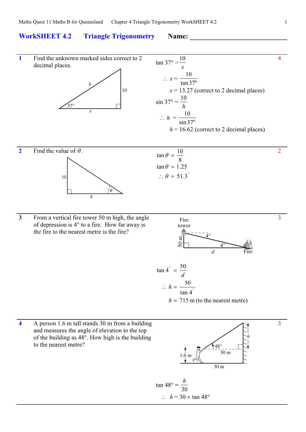 Topic Name Homework Sheet 123	Name: ______