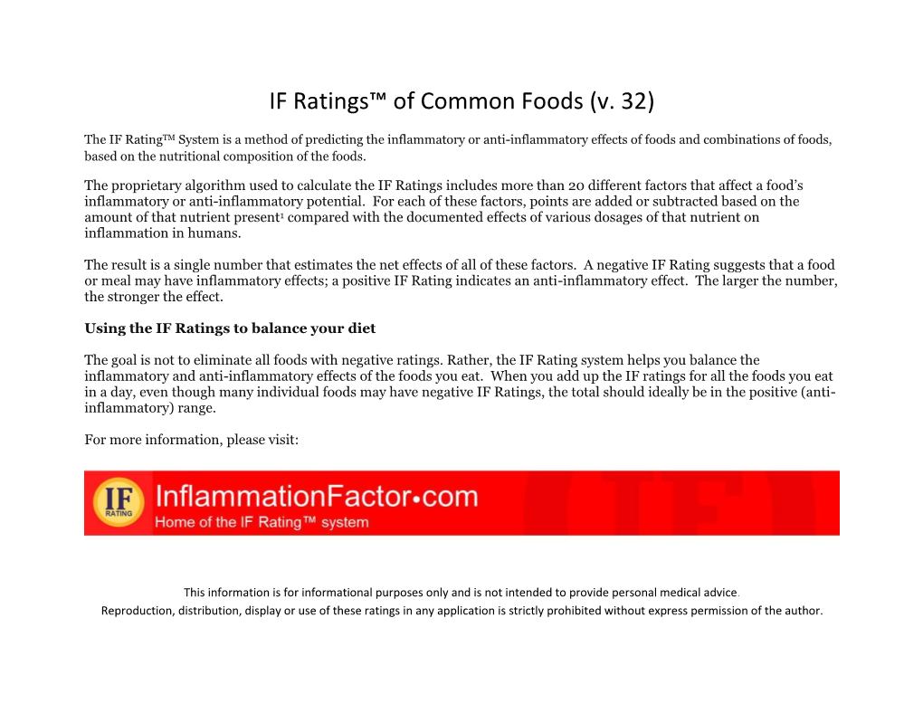 IF Ratings™ of Common Foods (V