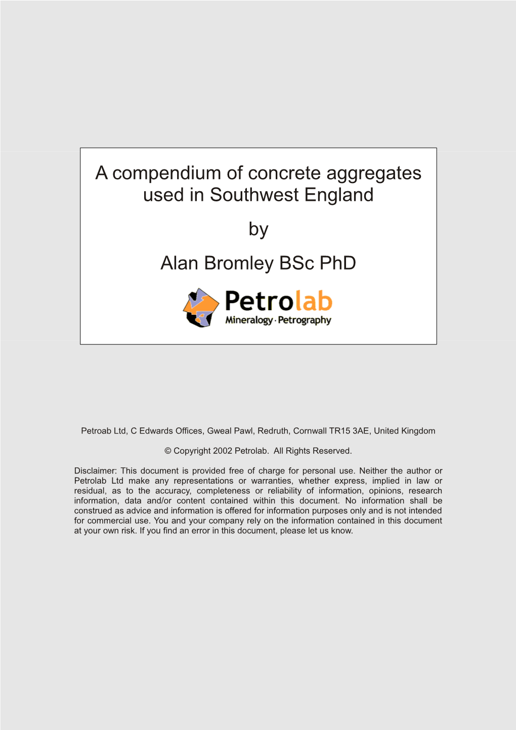 A Compendium of Concrete Aggregates Used in SW England