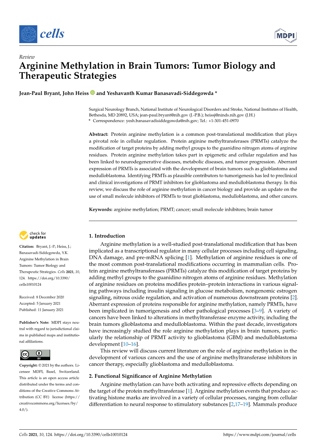 Arginine Methylation in Brain Tumors: Tumor Biology and Therapeutic Strategies