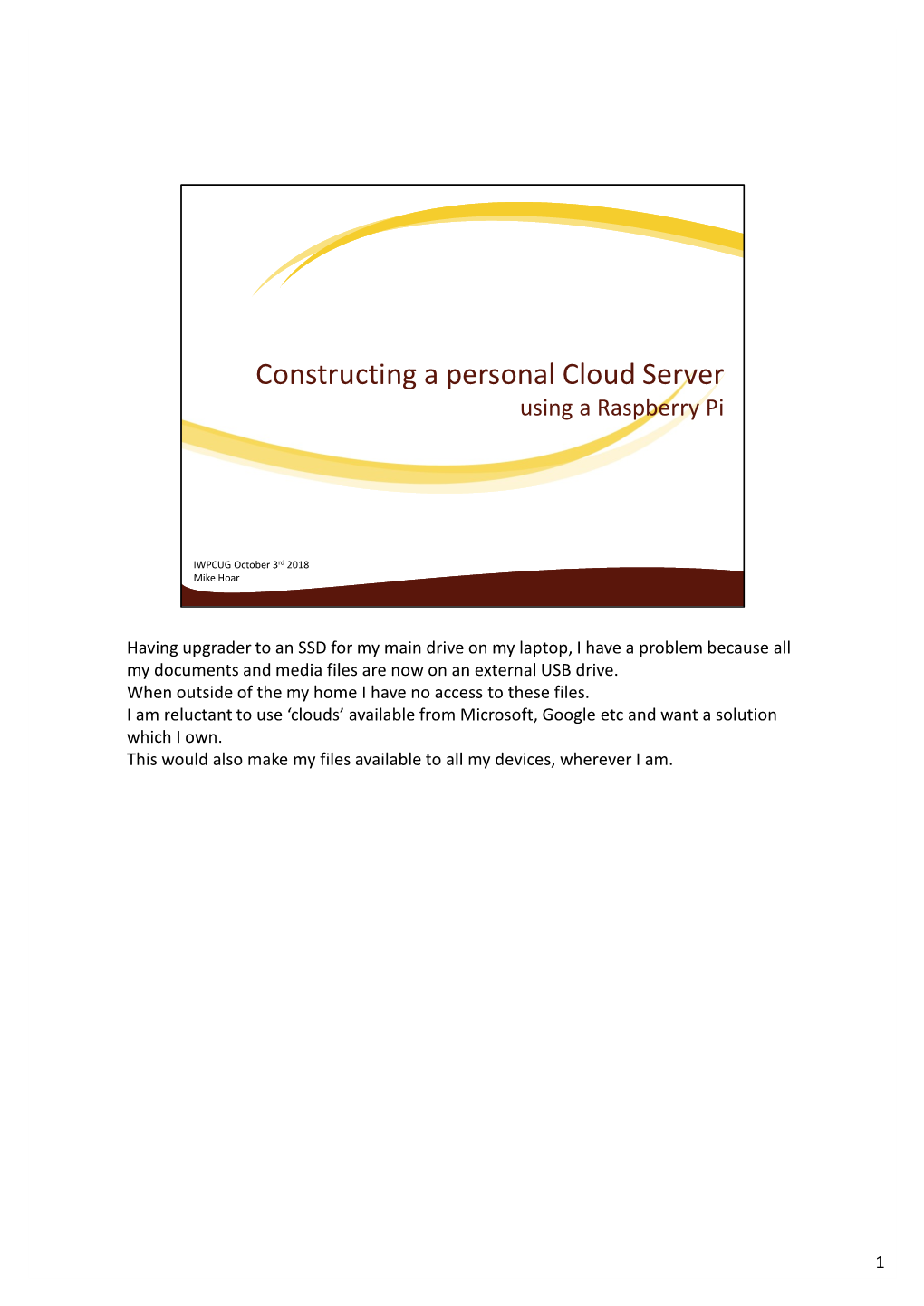 Constructing a Personal Cloud Server Using a Raspberry Pi