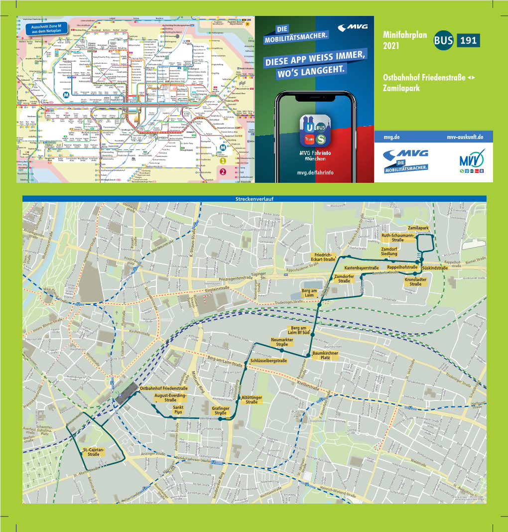 DIESE APP WEISS IMMER, WO's LANGGEHT. 191 Minifahrplan 2021