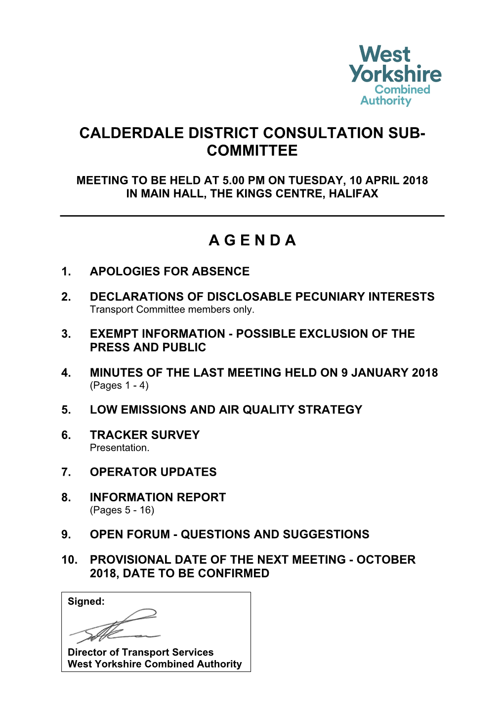 (Public Pack)Agenda Document for Calderdale District Consultation