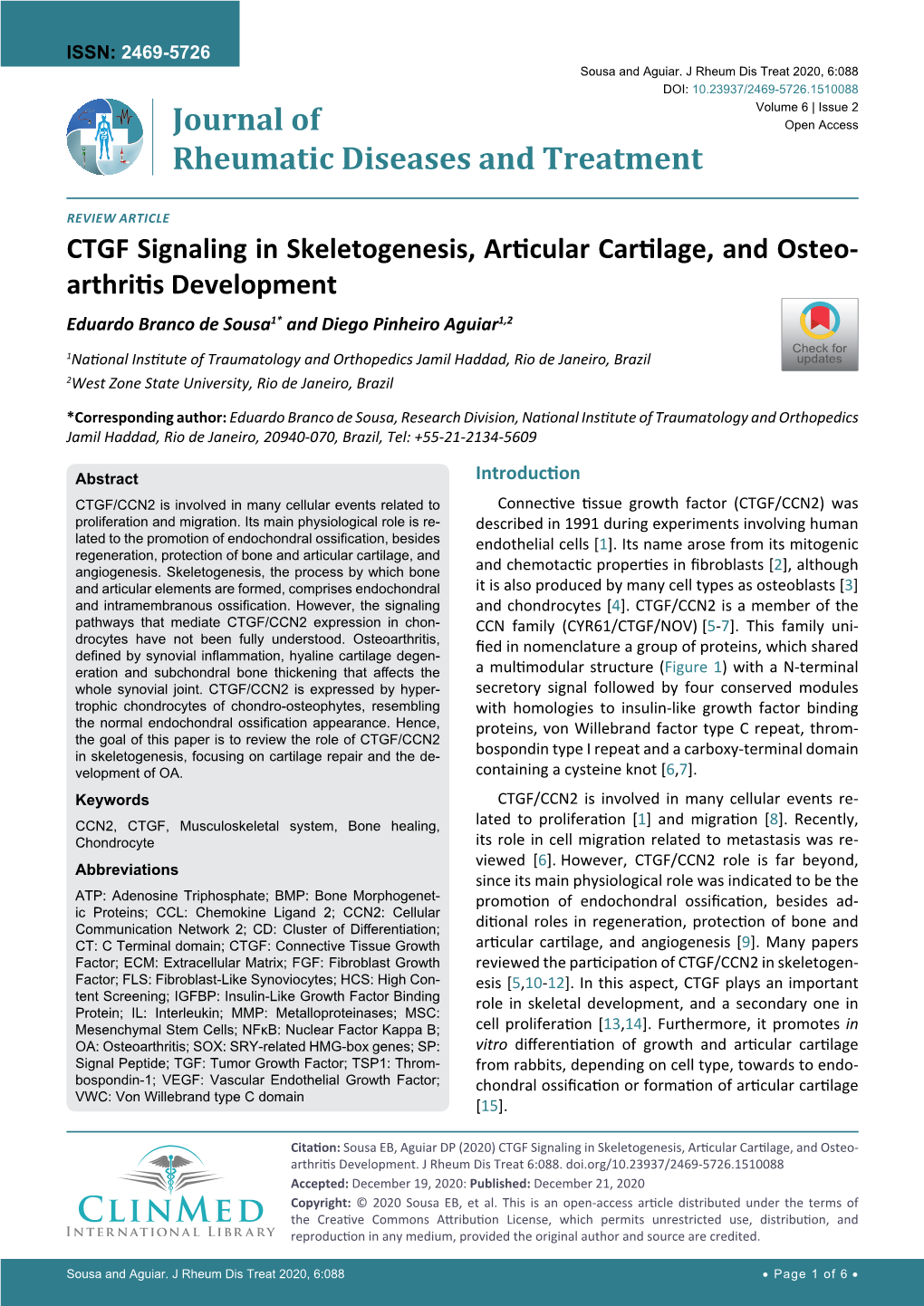 CTGF Signaling in Skeletogenesis, Articular Cartilage, And