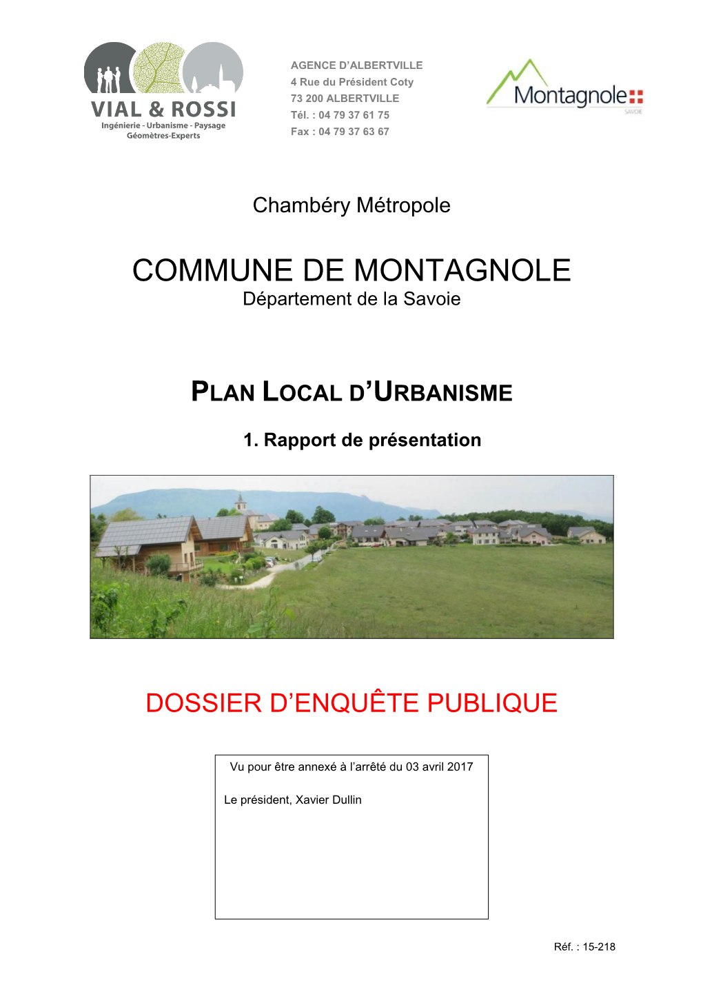 COMMUNE DE MONTAGNOLE Département De La Savoie