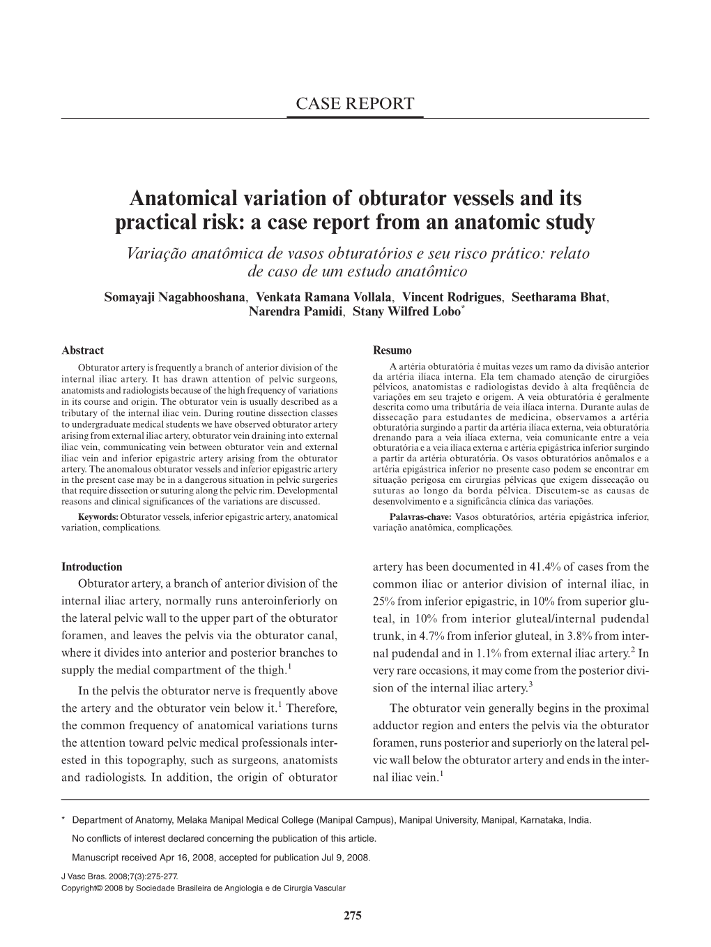 Anatomical Variation of Obturator Vessels and Its Practical Risk