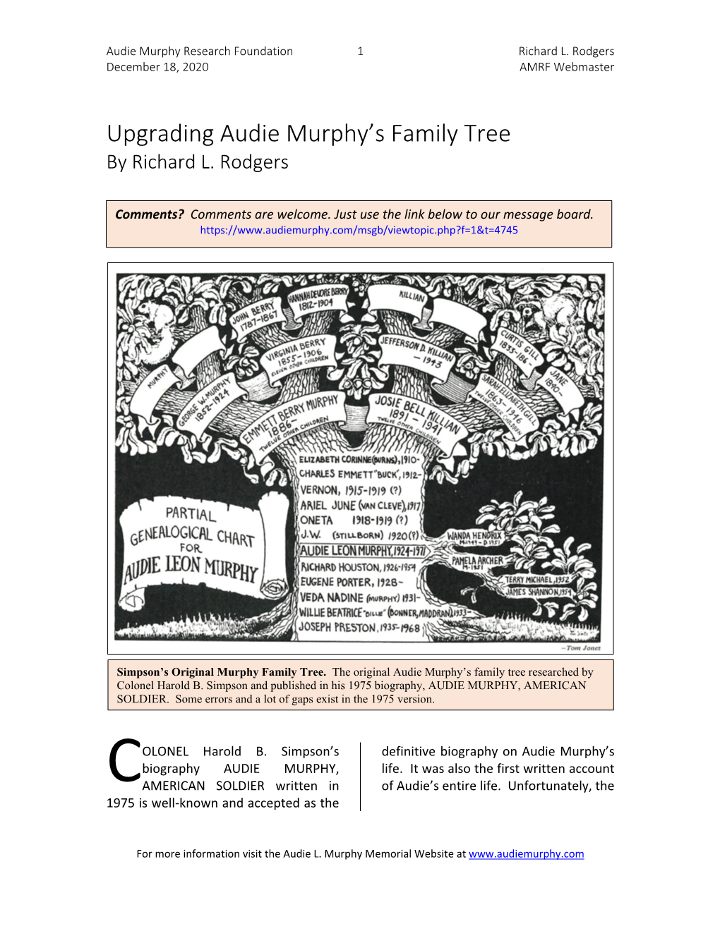 Upgrading Audie Murphy's Family Tree