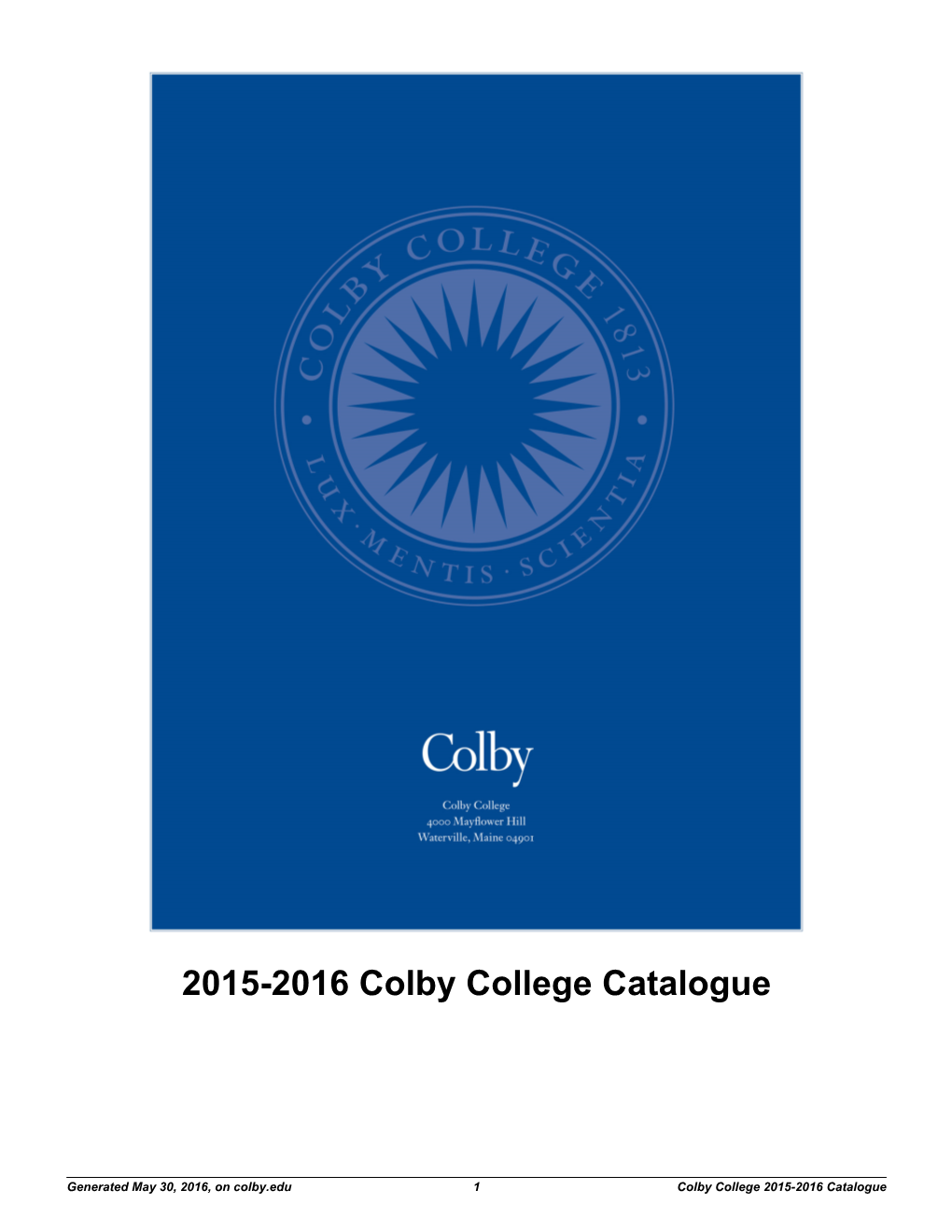 2015-2016 Colby College Catalogue