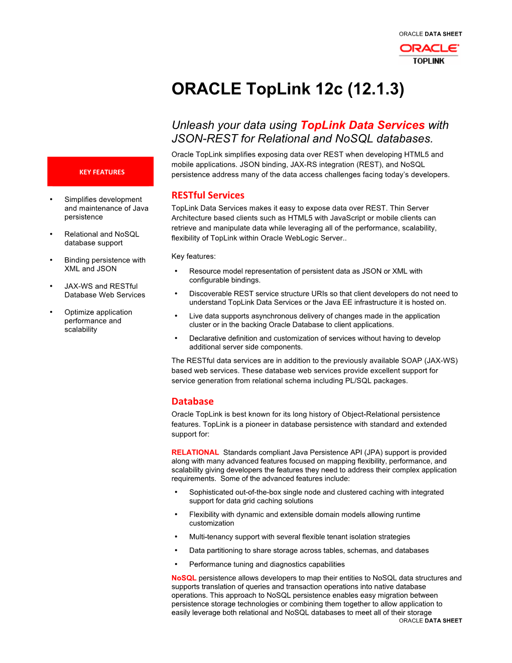 ORACLE Toplink 12C (12.1.3)