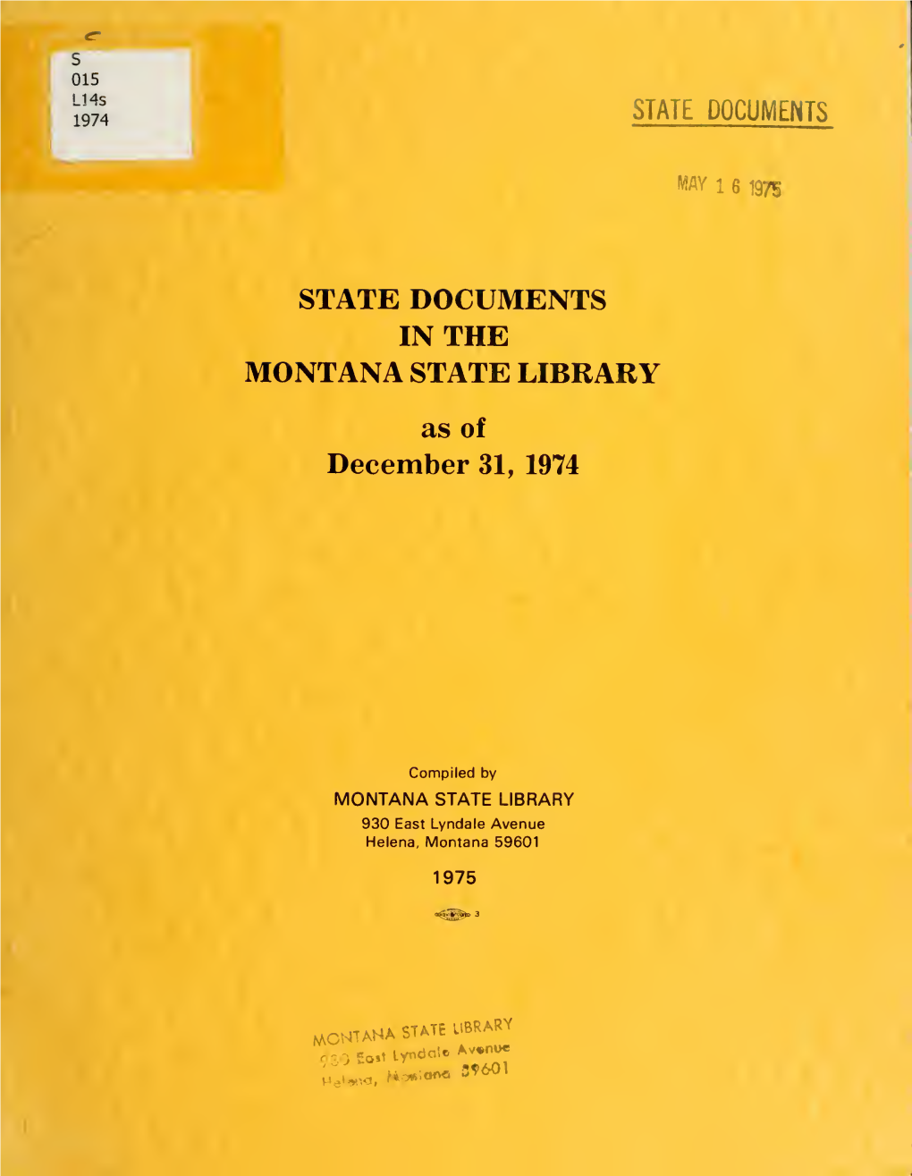 State Documents in the Montana State Library