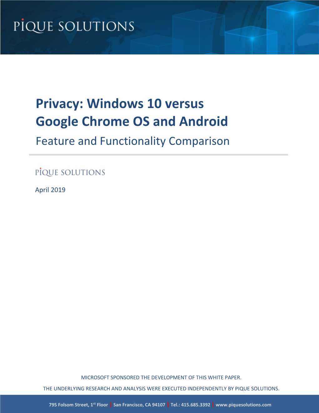 Windows 10 Vs. Google Privacy White Paper