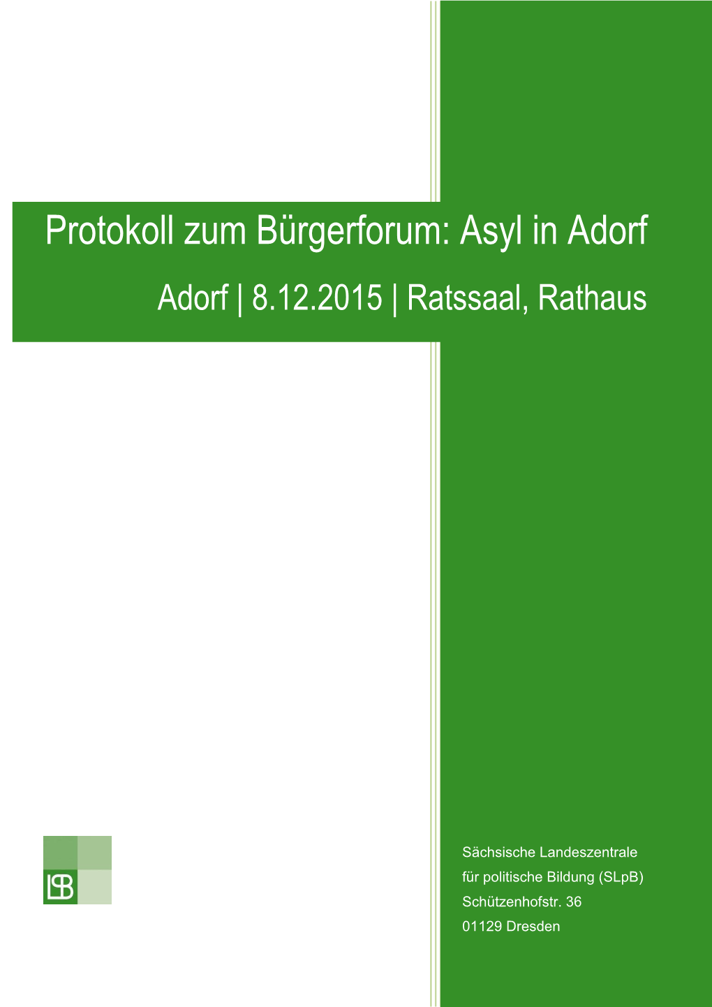 Asyl in Adorf Adorf | 8.12.2015 | Ratssaal, Rathaus