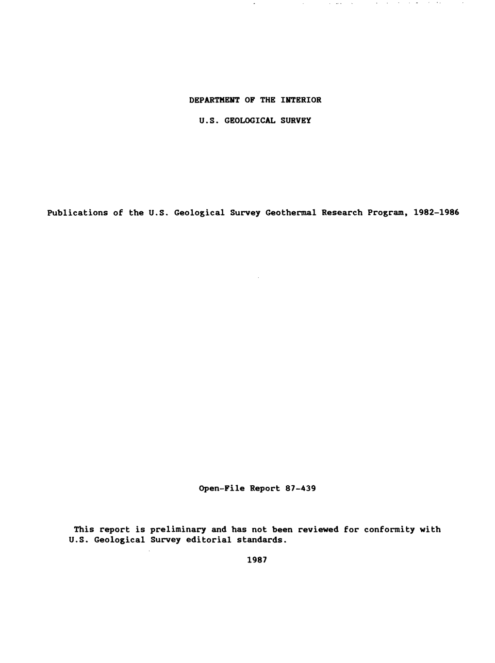 Publications of the U.S. Geological Survey Geothermal Research Program, 1982-1986