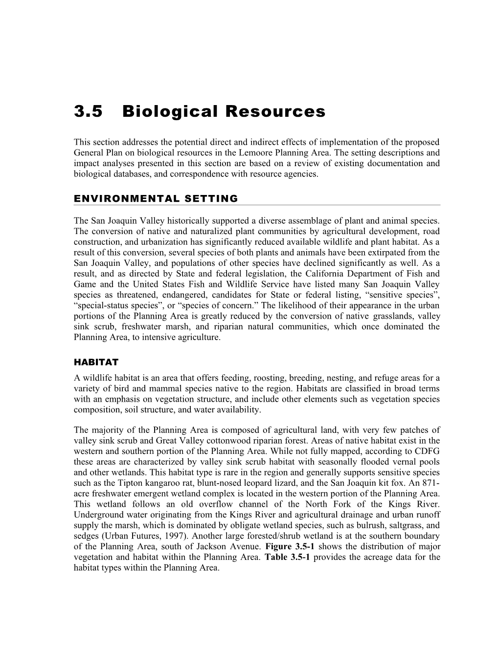 Chapter 3: Settings, Impacts, and Mitigation Measures